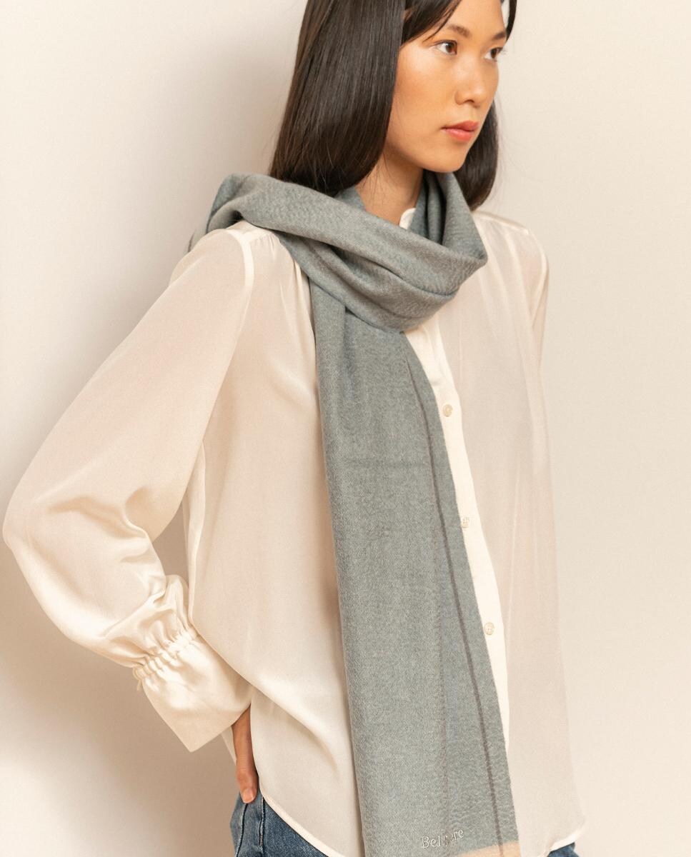 Estola de Caxemira Azul-claro-2