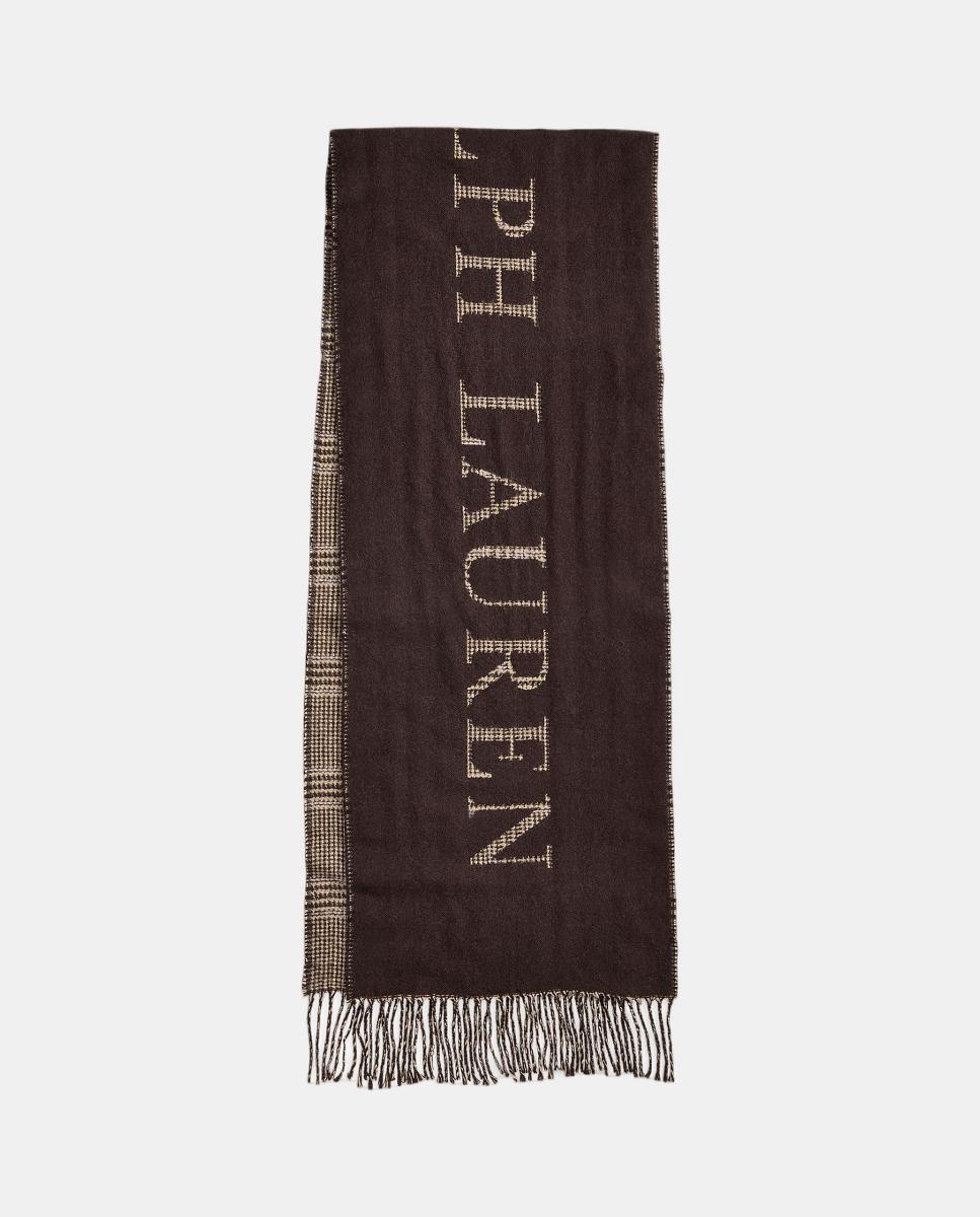 Cachecol Liso em Duas Tonalidades com Logótipo Castanho-1