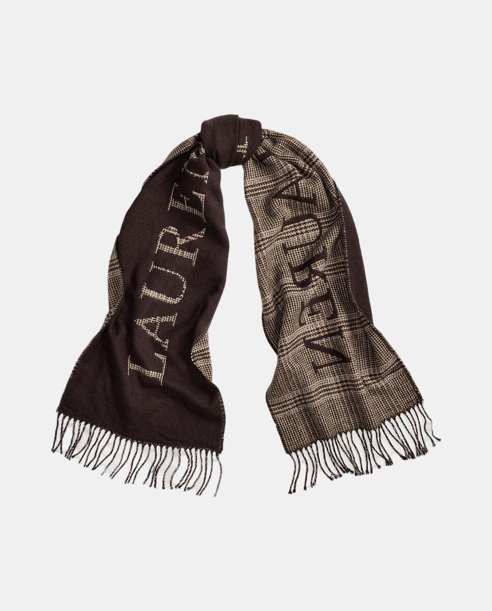 Cachecol Liso em Duas Tonalidades com Logótipo Castanho-2