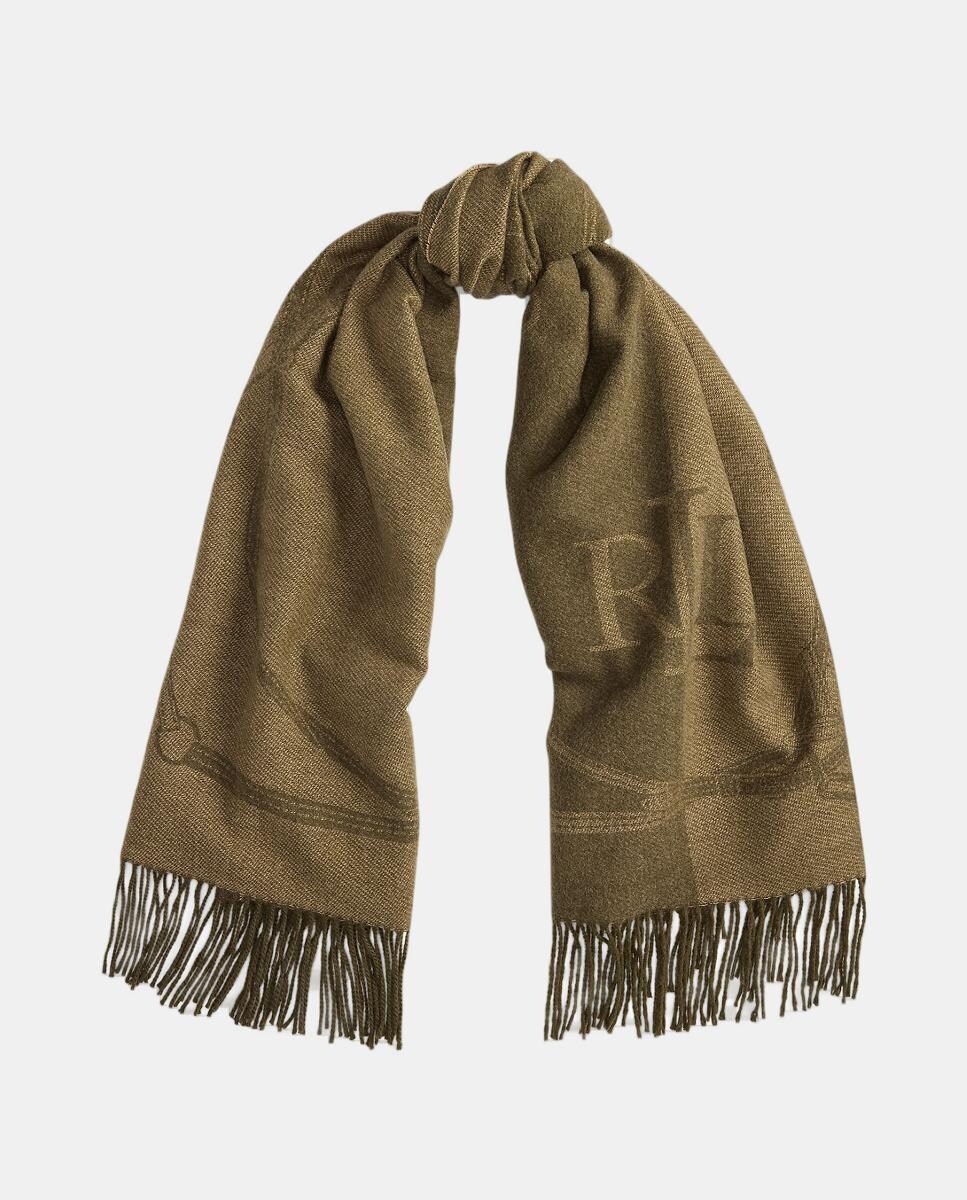 Cachecol com Estampado de Bridas em Logótipo LRL. Castanho-escuro-2