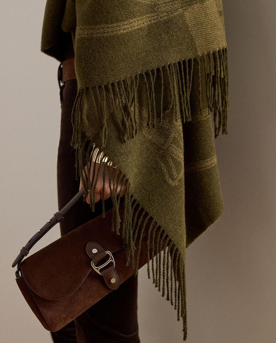 Cachecol com Estampado de Bridas em Logótipo LRL. Castanho-escuro-4