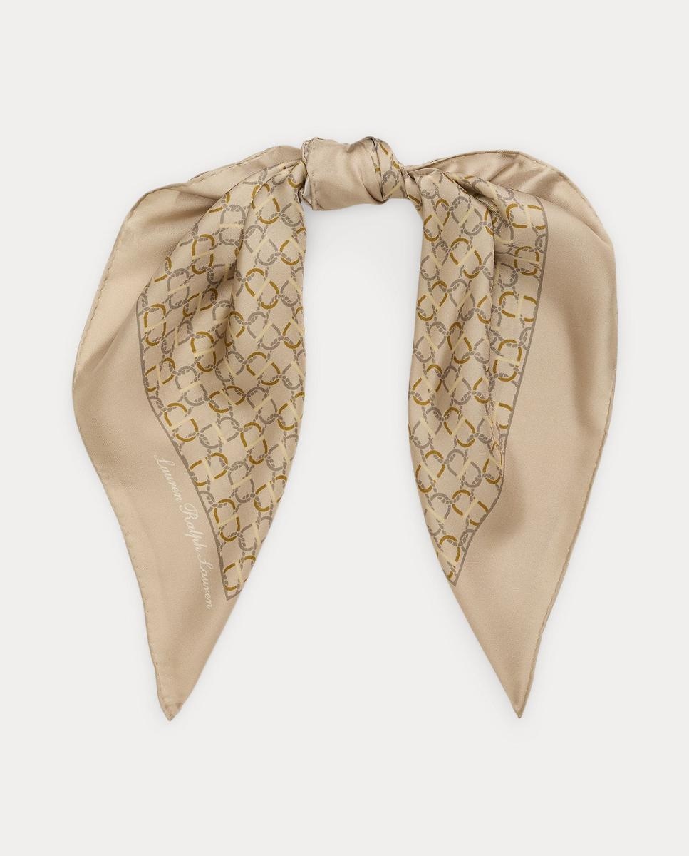 Lenço Quadrado com Estampado Bege-2