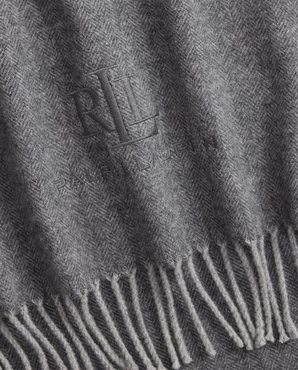 Cachecol Liso com Logótipo e Franjas Cinzento-3