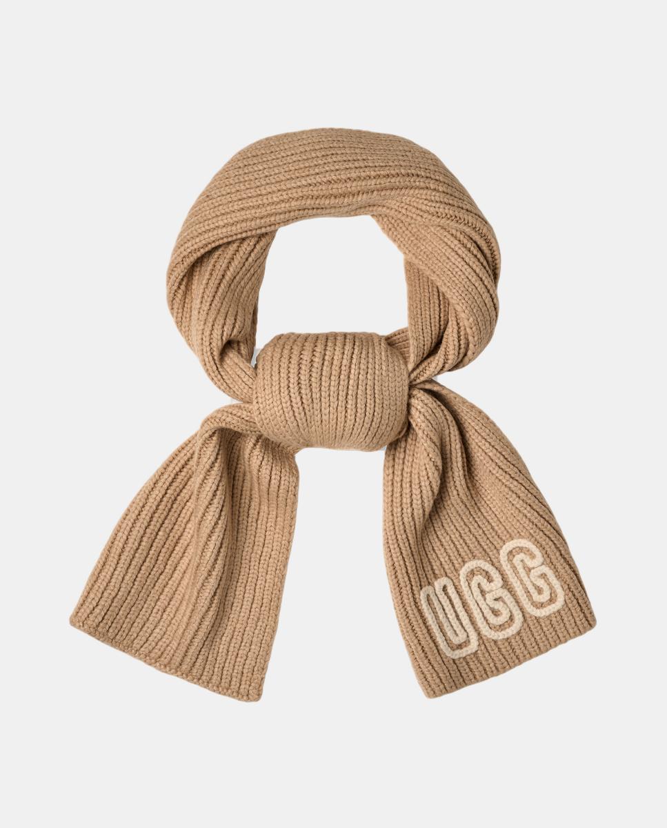 Cachecol Canelado com Logótipo Chunky Crafted Rib Scarf Bege-1