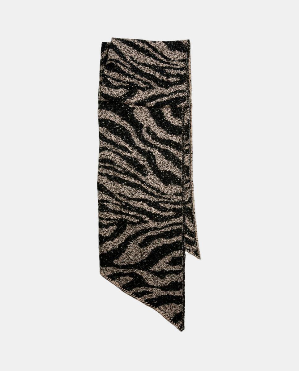 Cachecol Comprido com Animal Print Castanho-2