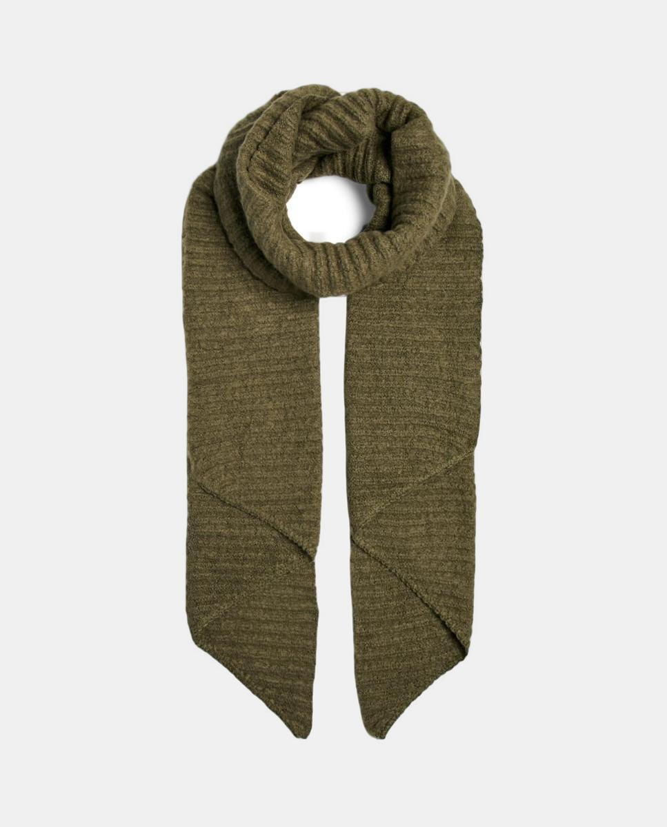 Cachecol comprido de tecido canelado lilás Verde-escuro-1