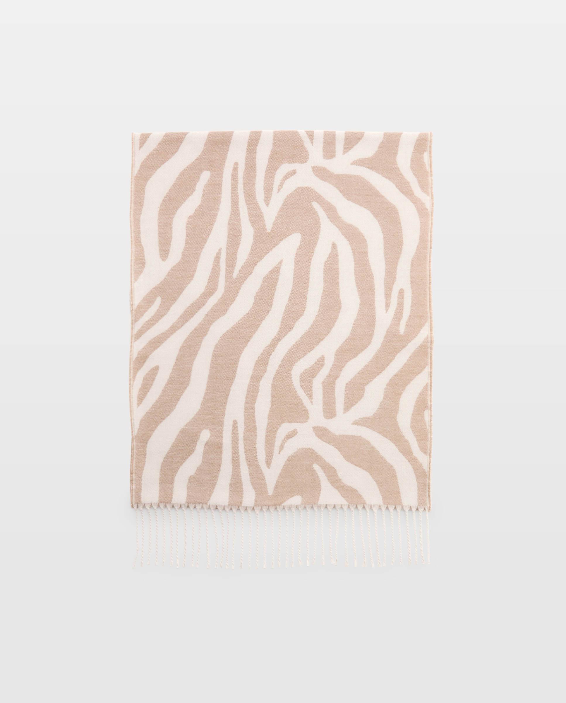 Cachecol Fino Estampado Bege-1