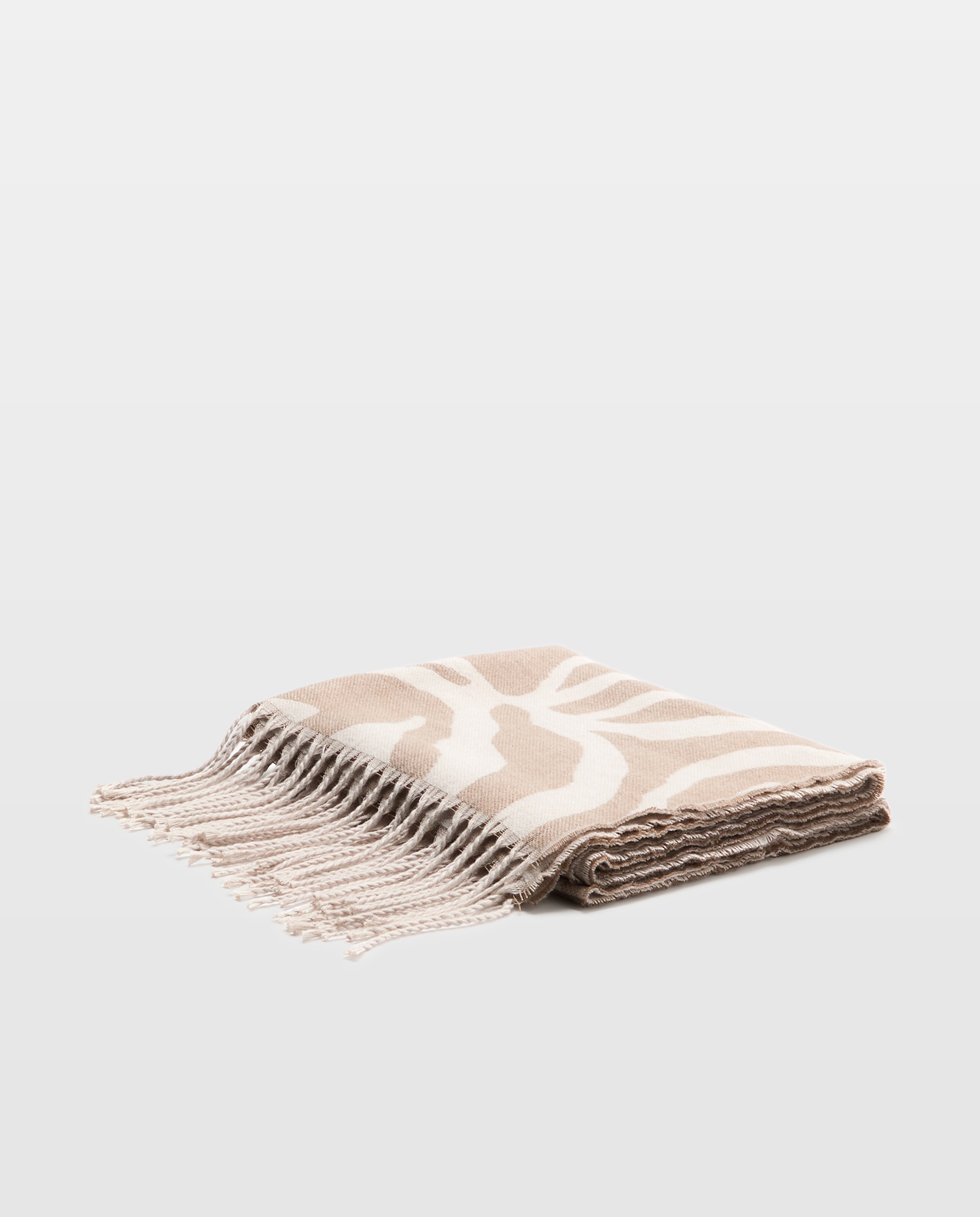 Cachecol Fino Estampado Bege-3