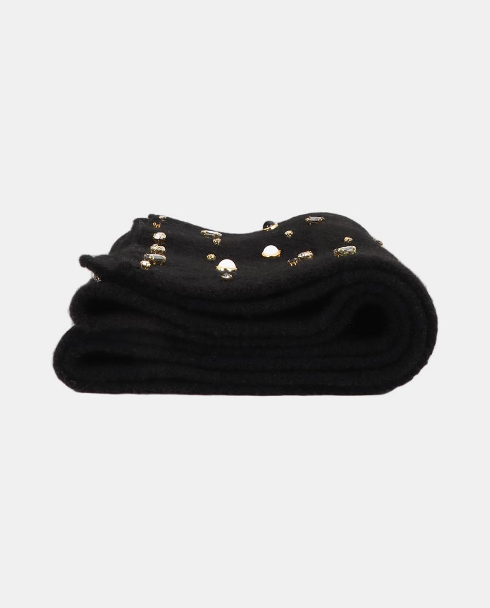 Bufanda de punto con perlas y cristales - Lola Casademunt - Negro Negro-2