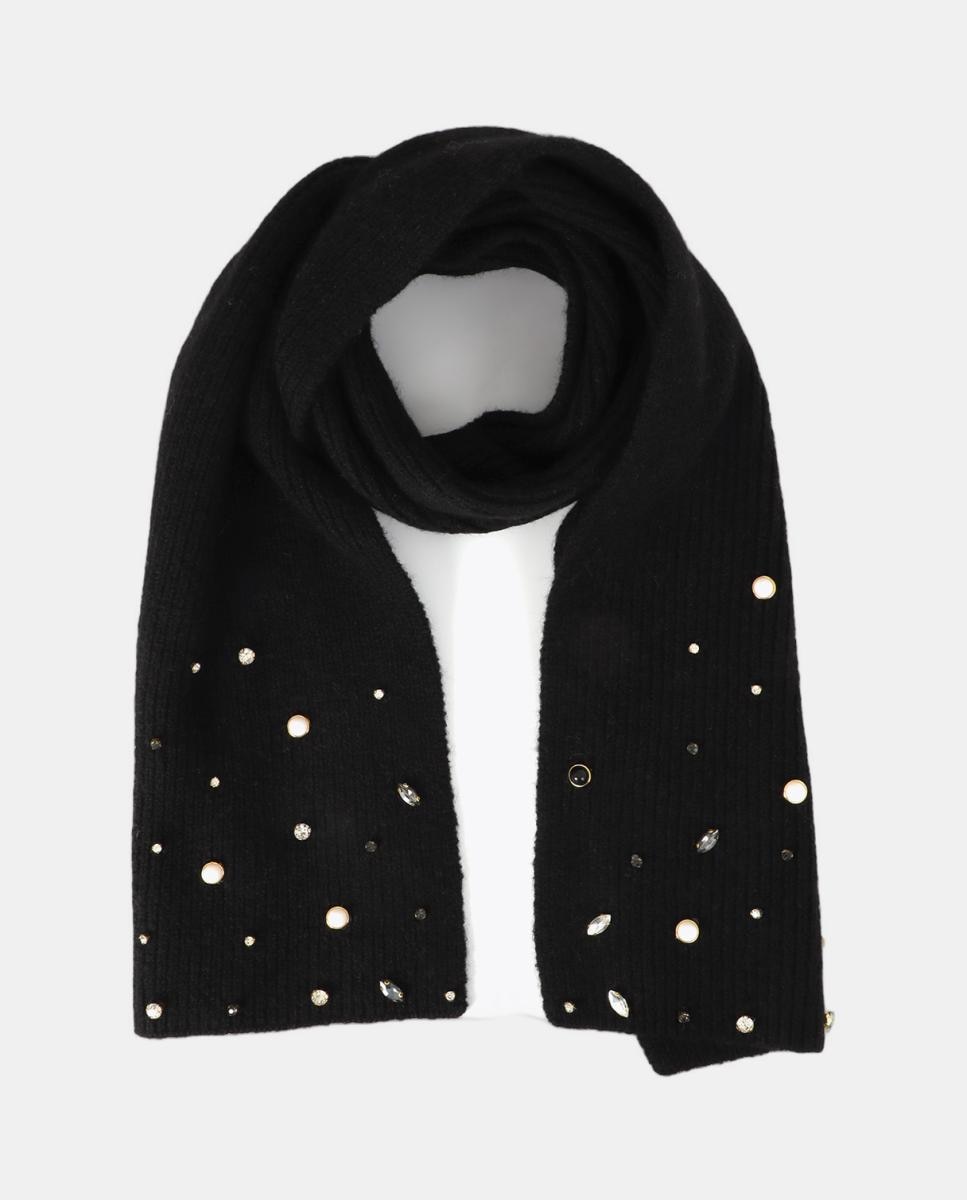 Bufanda de punto con perlas y cristales - Lola Casademunt - Negro Negro-3
