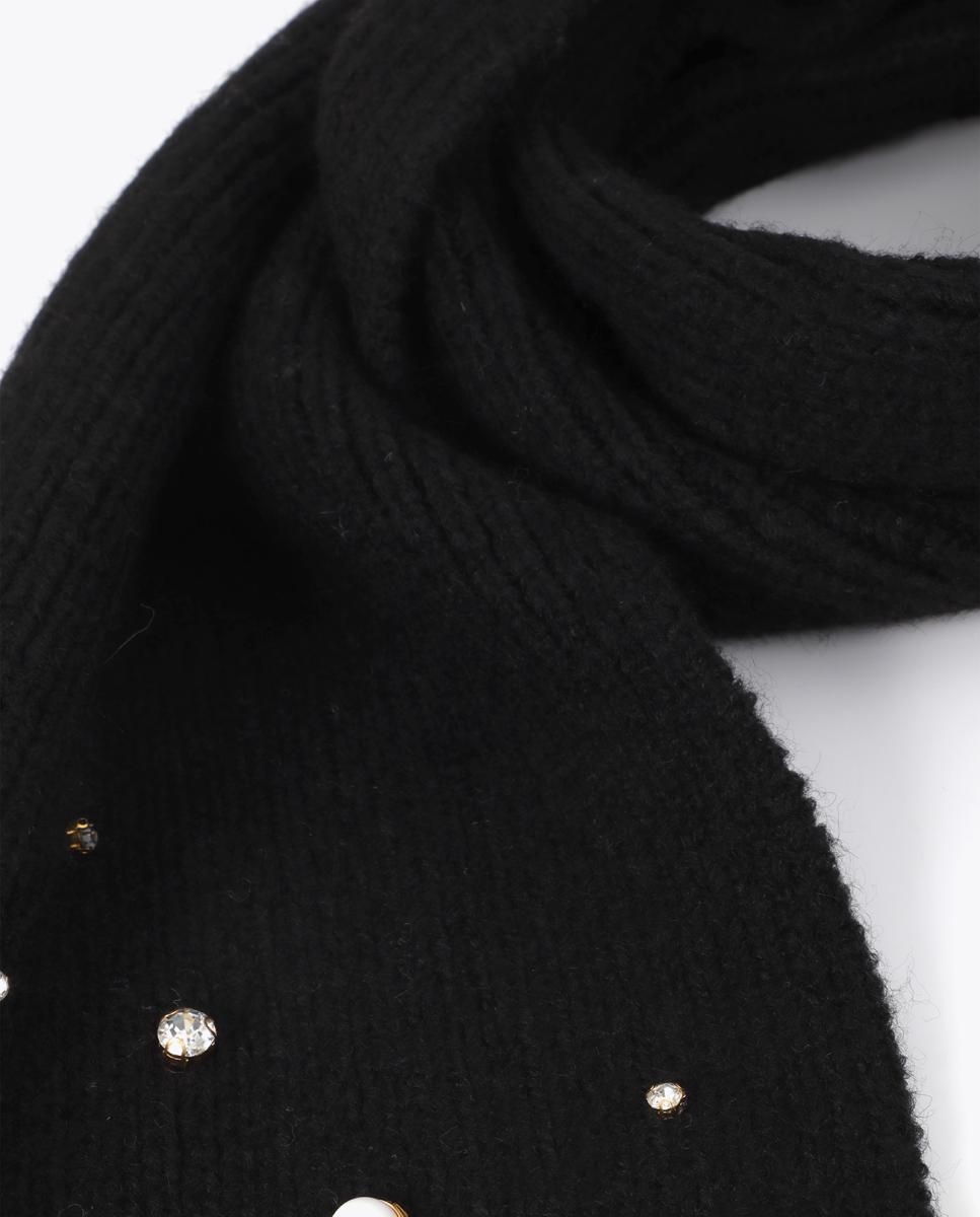 Bufanda de punto con perlas y cristales - Lola Casademunt - Negro Negro-4