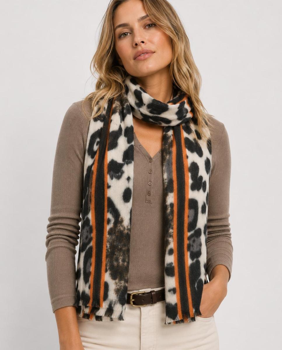 Bufanda fina de leopardo - Pieces - Naranja Naranja-2