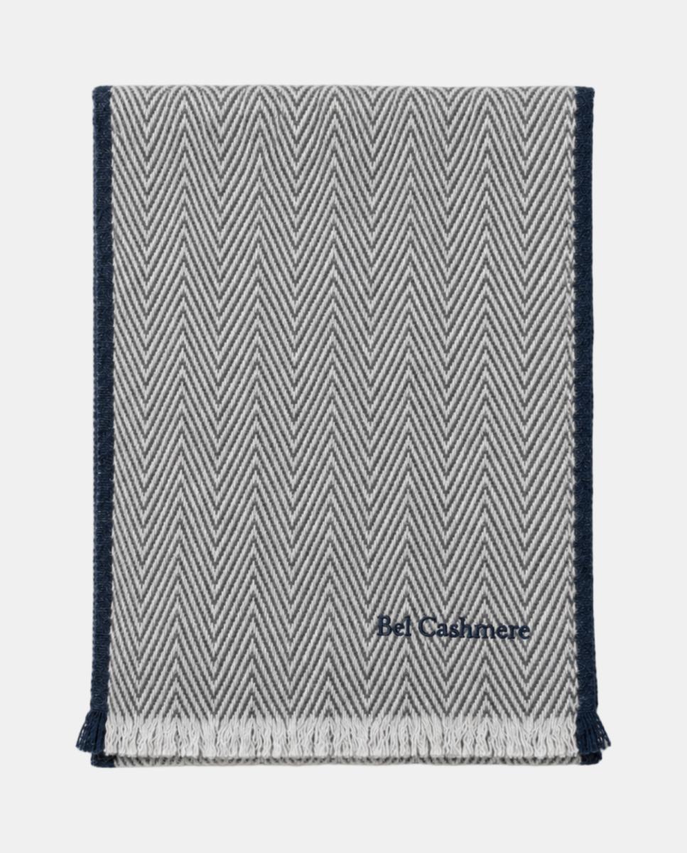 Imagen 0 de Estola de cashmere con fleco corto Azul