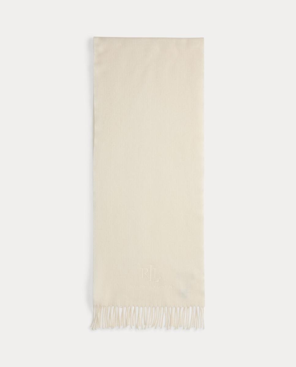 Bufanda de mujer lisa con acabado en flecos - Lauren Ralph Lauren - Blanco Blanco-1