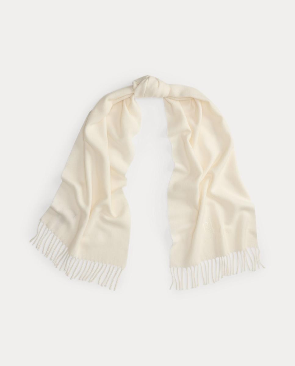 Bufanda de mujer lisa con acabado en flecos - Lauren Ralph Lauren - Blanco Blanco-2