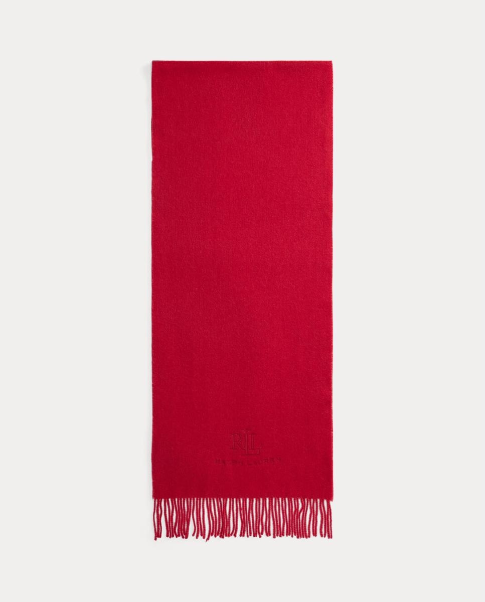 Bufanda de mujer lisa con acabado en flecos - Lauren Ralph Lauren - Rojo Rojo-1
