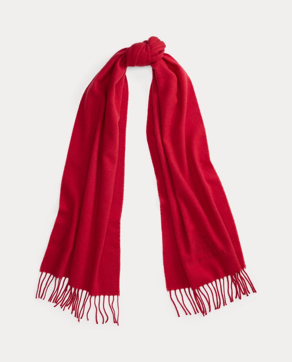 Bufanda de mujer lisa con acabado en flecos - Lauren Ralph Lauren - Rojo Rojo-2