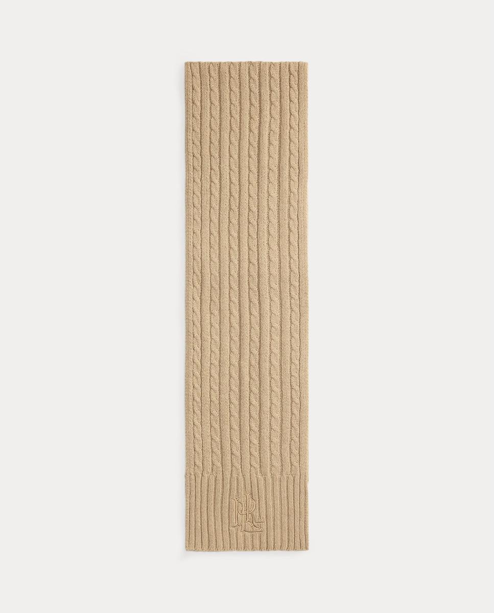 Bufanda trenzada de mujer con logo bordado - Lauren Ralph Lauren - Marrón claro Marrón claro-1
