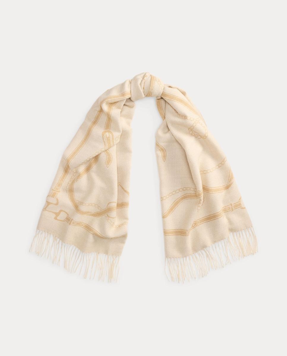 Pañuelo de mujer con estampado y logo - Lauren Ralph Lauren - Crema Crema-2