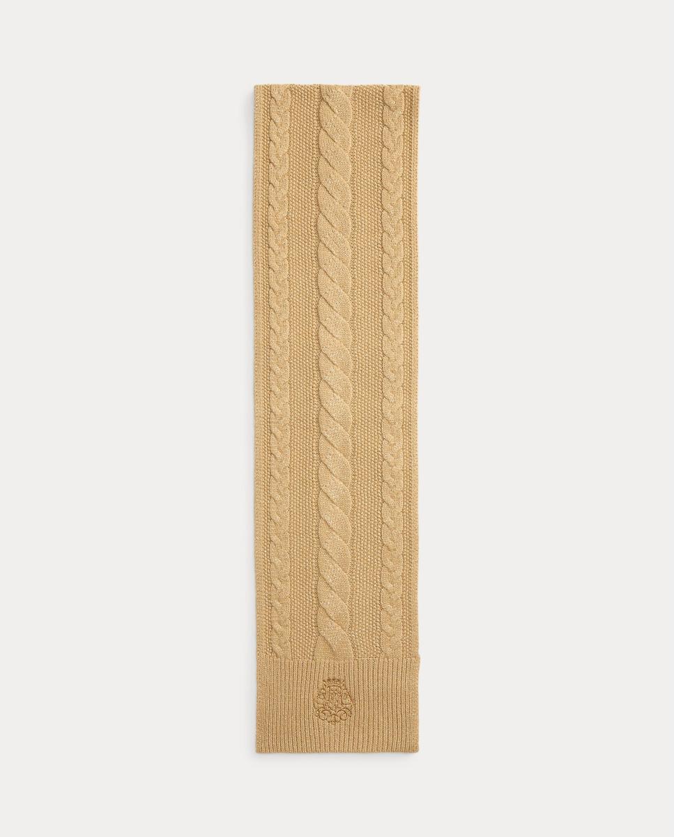 Bufanda trenzada de mujer con logo bordado - Lauren Ralph Lauren - Marrón Suave Marrón Suave-1