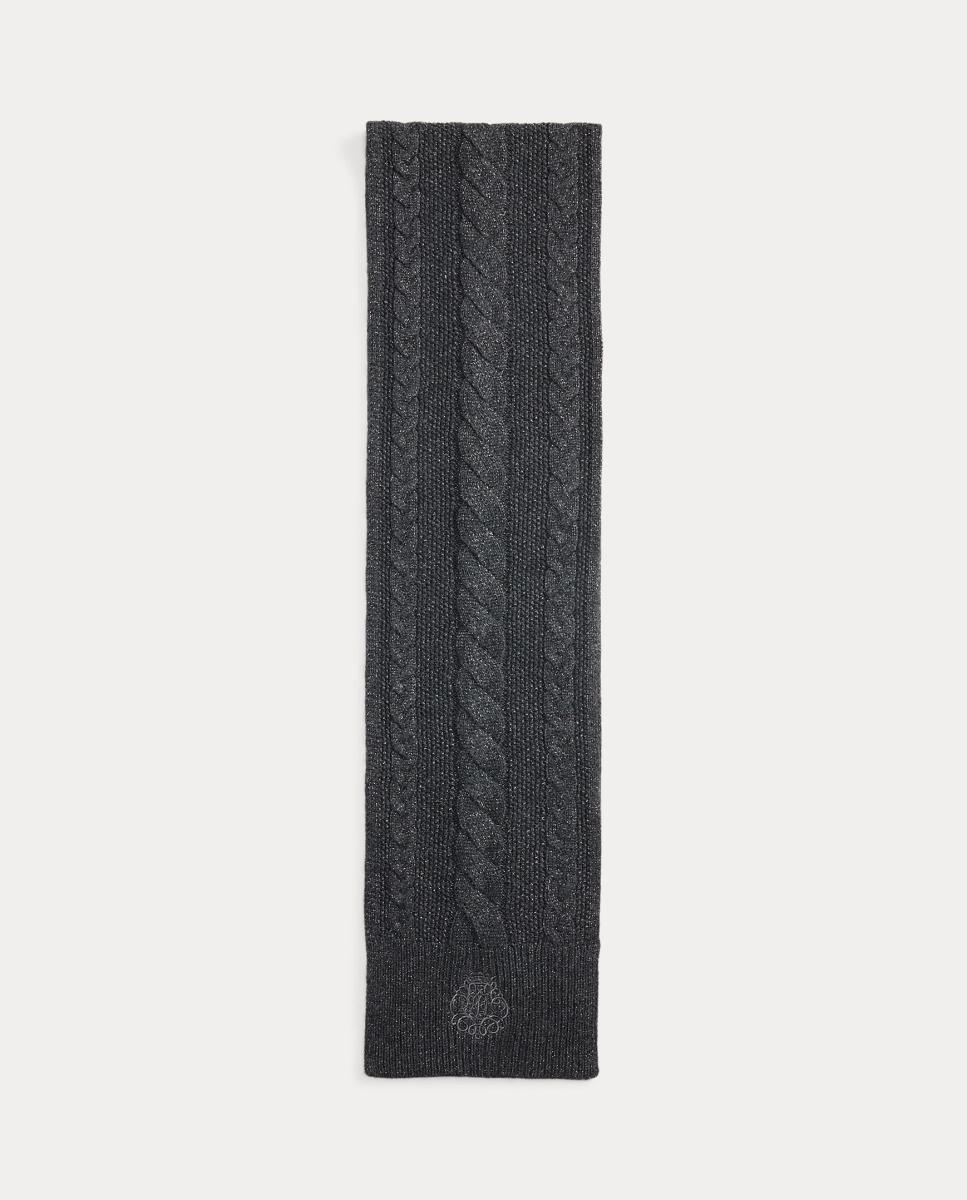 Bufanda trenzada de mujer con logo bordado - Lauren Ralph Lauren - Gris oscuro Gris oscuro-1