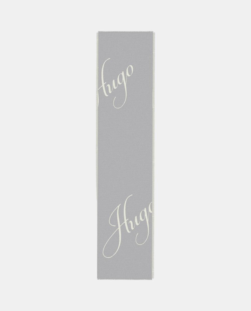 Imagen 2 de Bufanda con el logotipo de Hugo de mezcla de lana cepillada - Gris Gris