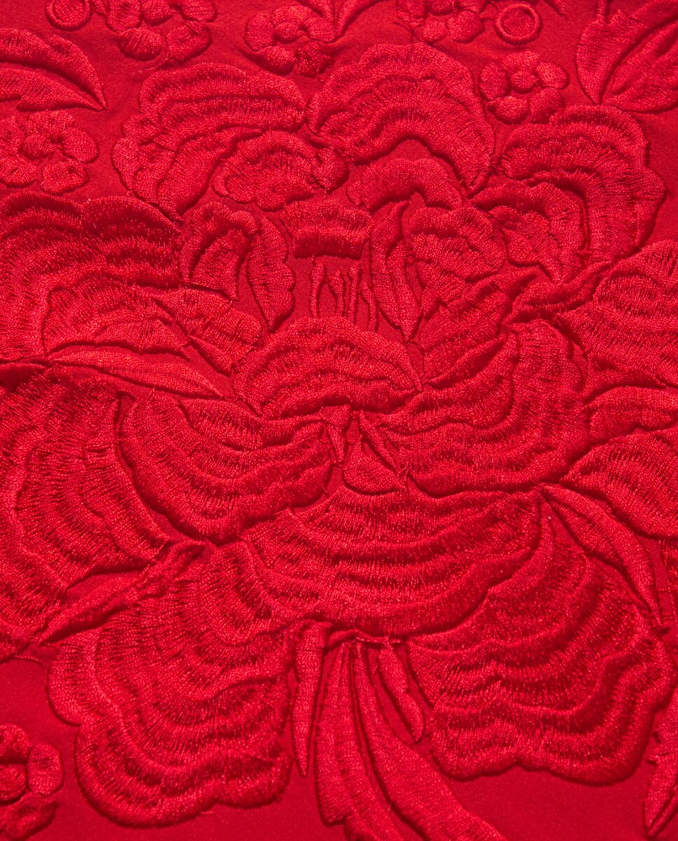 Xaile Bordado de Seda Vermelho-2