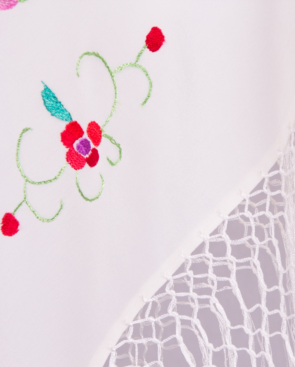 Xaile de Seda e Franjas à Mão Branco-3