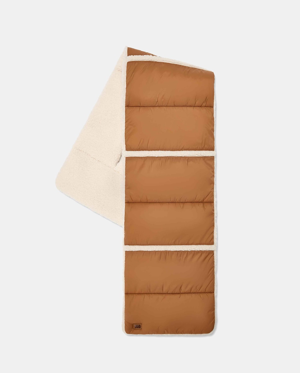 Cachecol Reversível de Nylon e Pelo de Borrego Camel-2