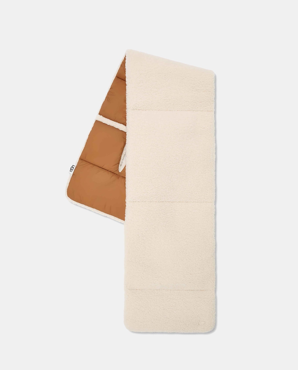 Cachecol Reversível de Nylon e Pelo de Borrego Camel-3