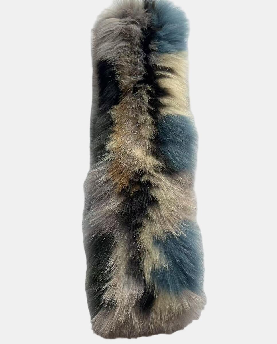 Cachecol de Pelo de Raposa Cinzento-2