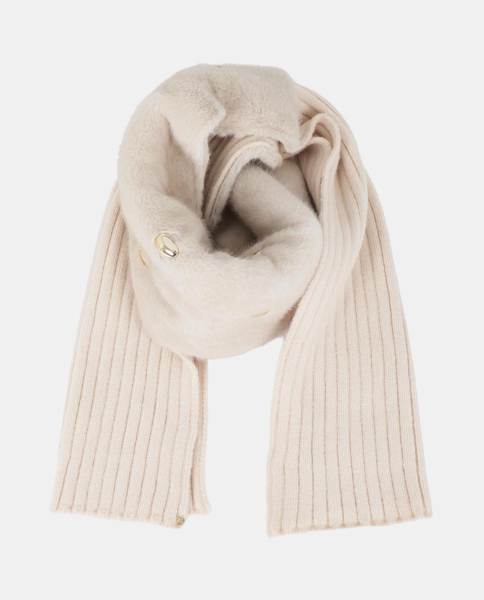 Gola de Pelo Bimaterial com Detalhes Metálicos Cru-3