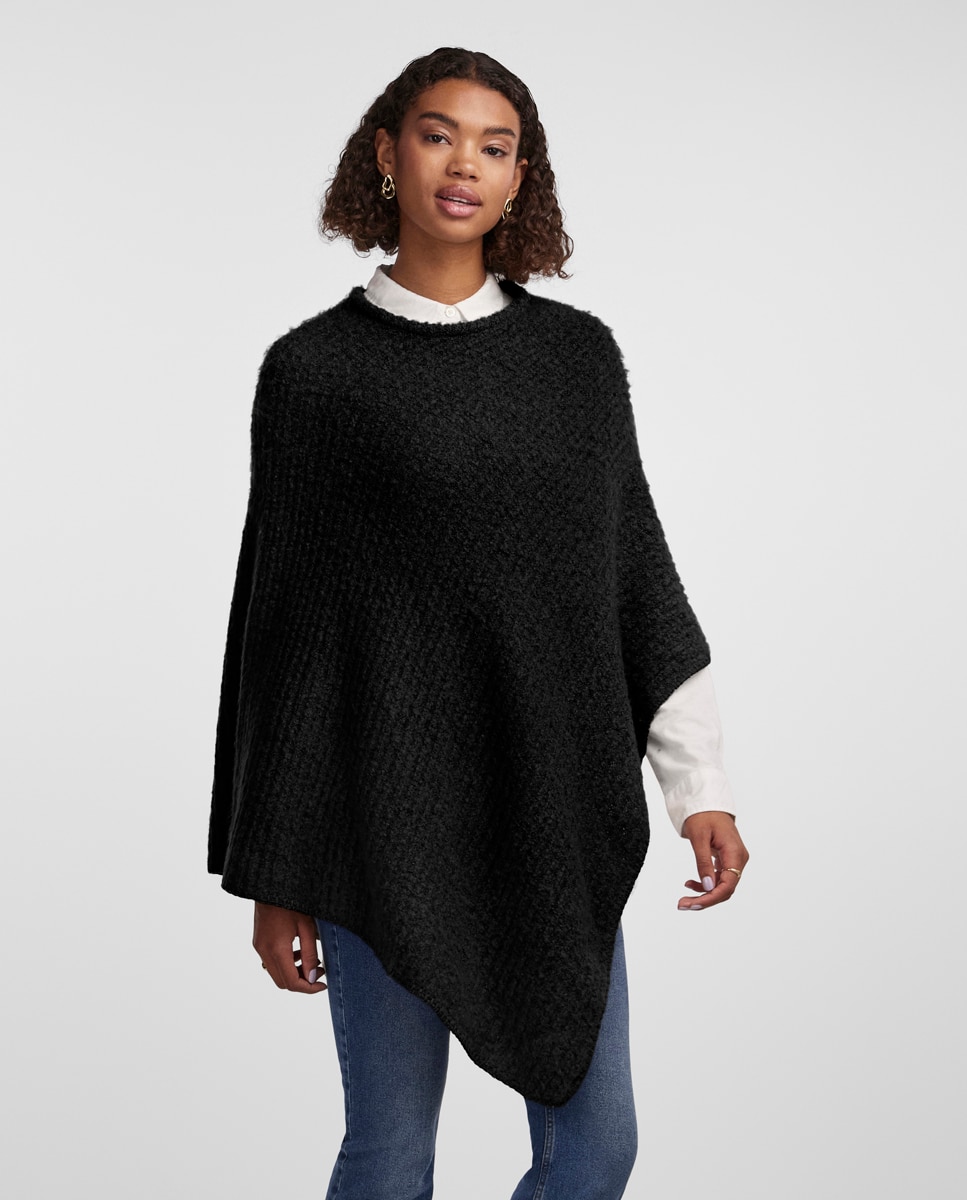 Poncho Liso com Estrutura - Cinzento-escuro Preto-1