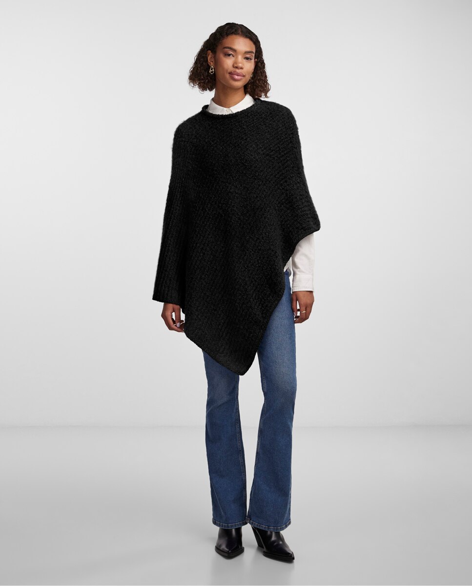 Poncho Liso com Estrutura - Cinzento-escuro Preto-2