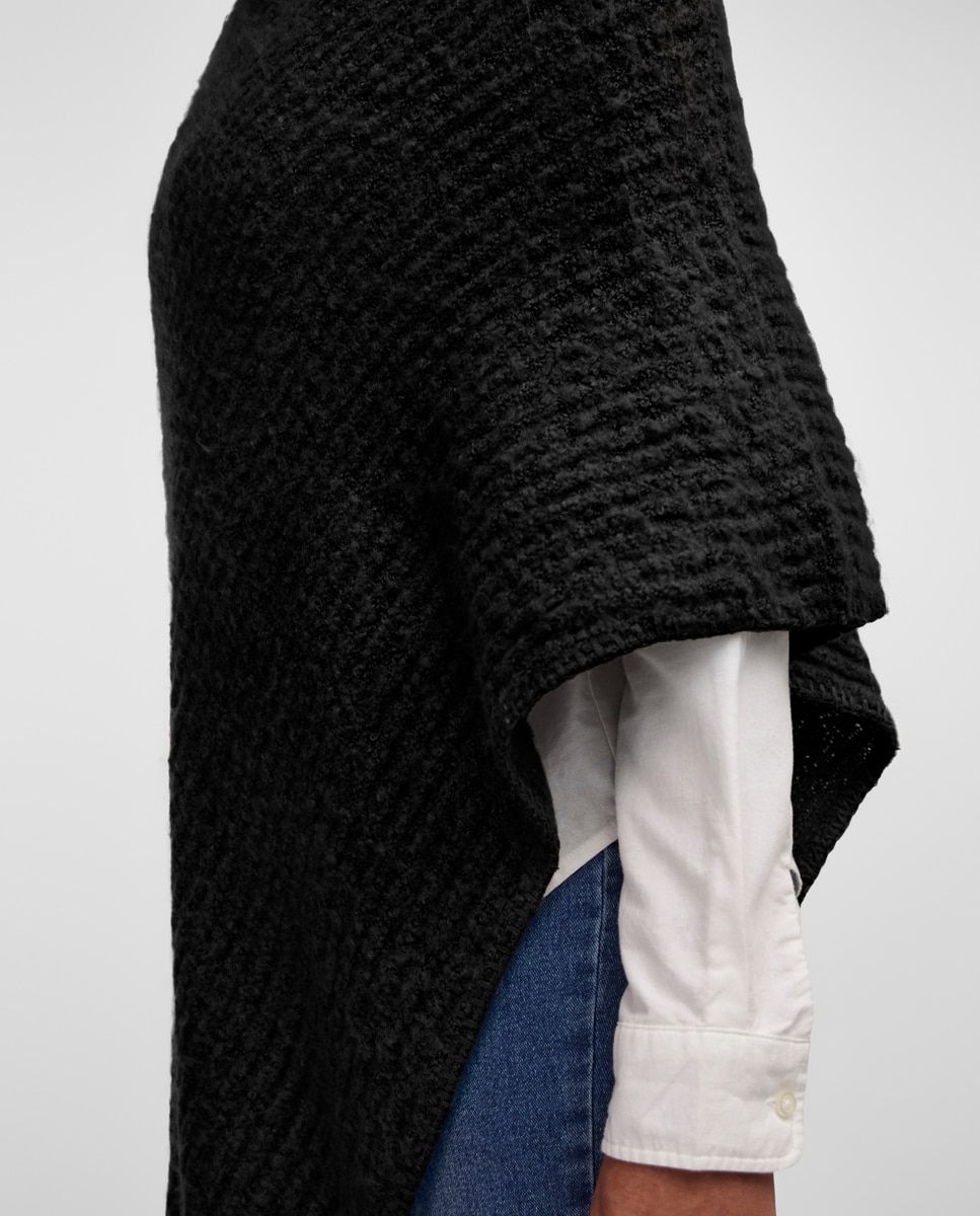 Poncho Liso com Estrutura - Cinzento-escuro Preto-4