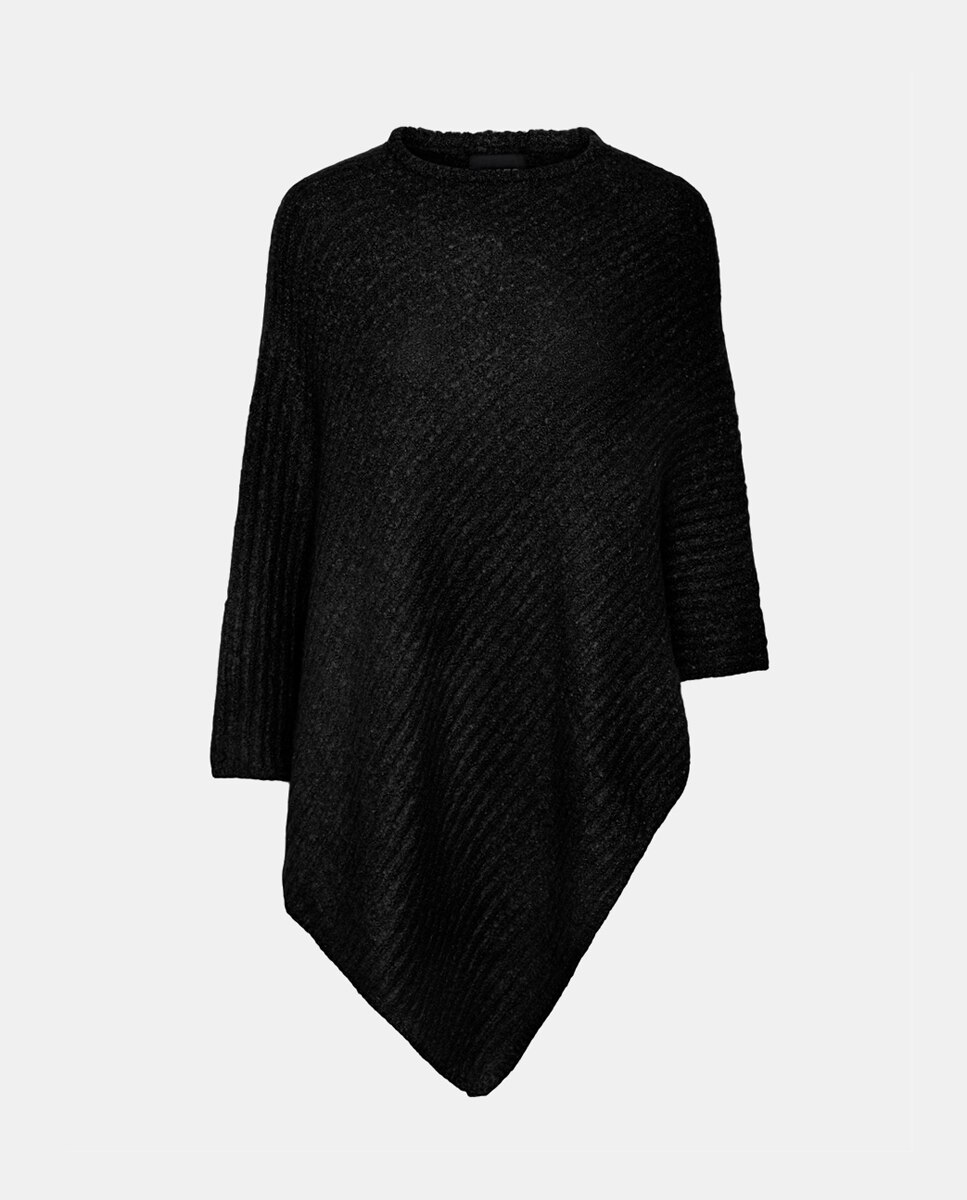 Poncho Liso com Estrutura - Cinzento-escuro Preto-5