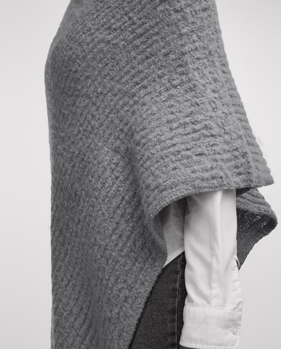 Poncho Liso com Estrutura - Cinzento-escuro Cinzento-escuro-4