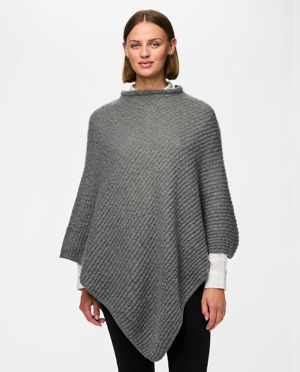 Poncho Liso com Estrutura - Cinzento-escuro Cinzento-escuro-5