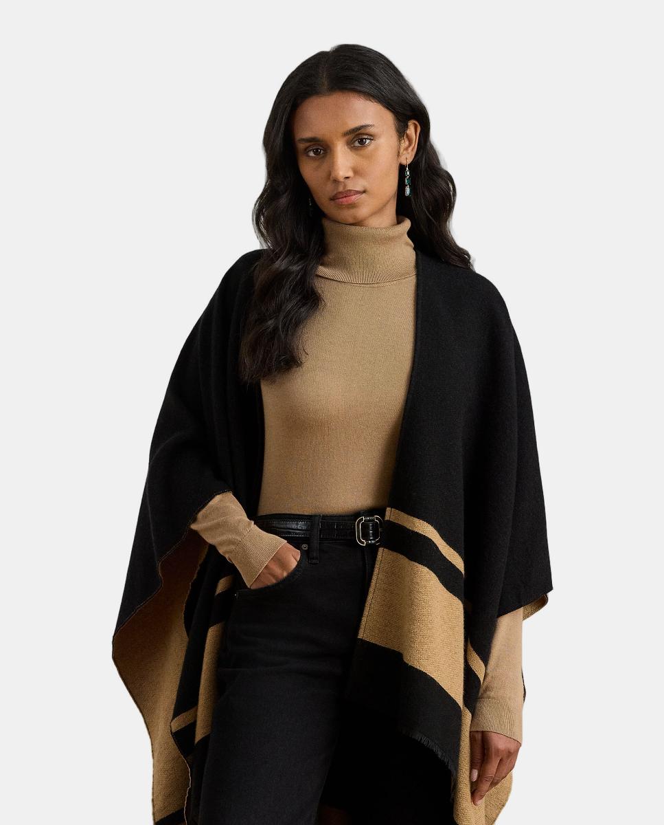 Poncho Reversível Bicolor Preto-1