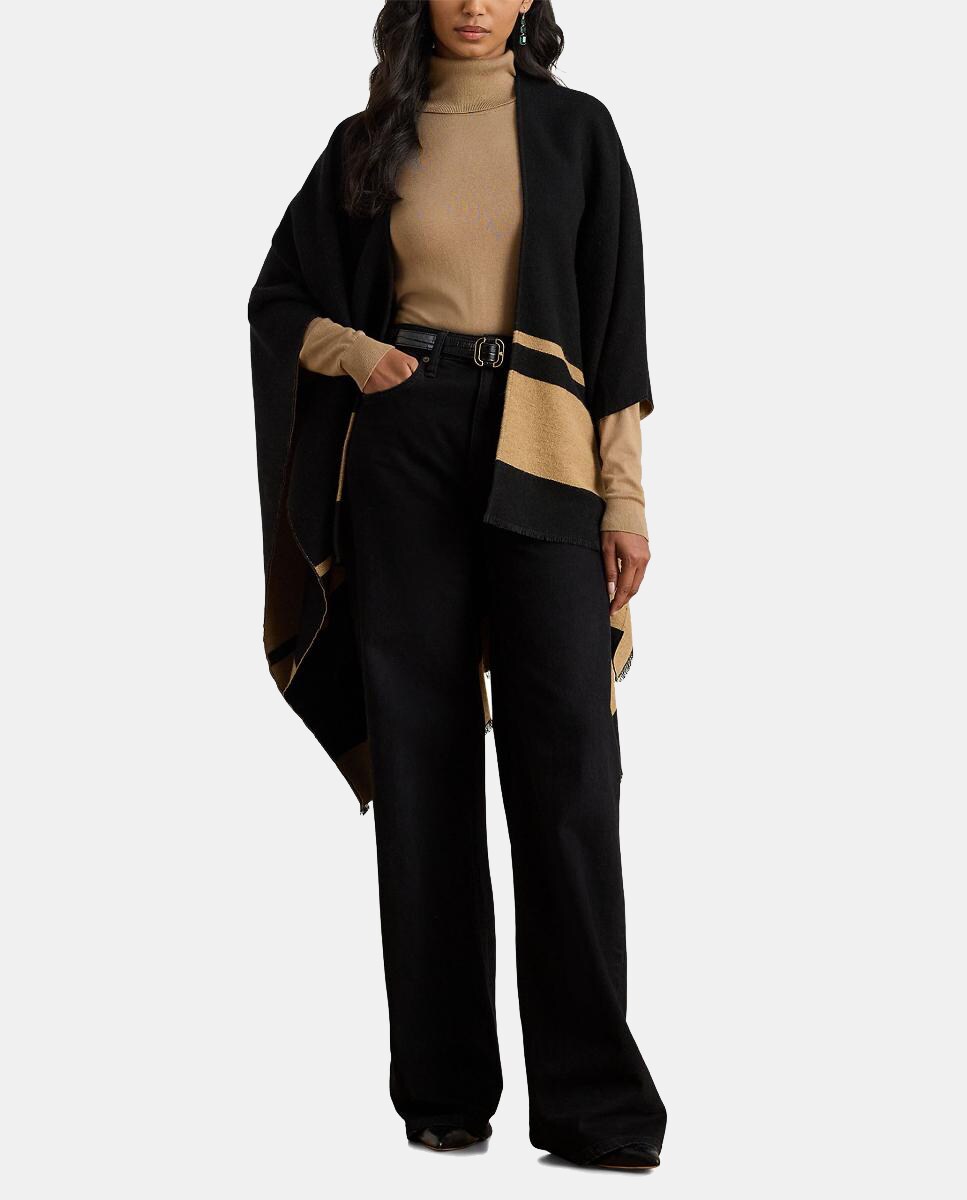 Poncho Reversível Bicolor Preto-3
