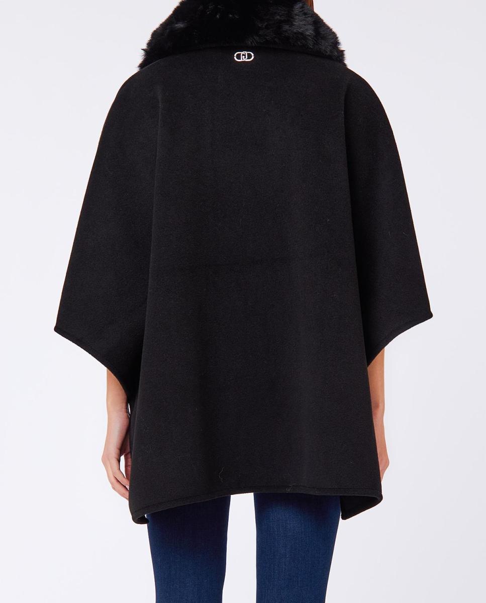 Capa com Gola em Eco-Pelo Preto-2
