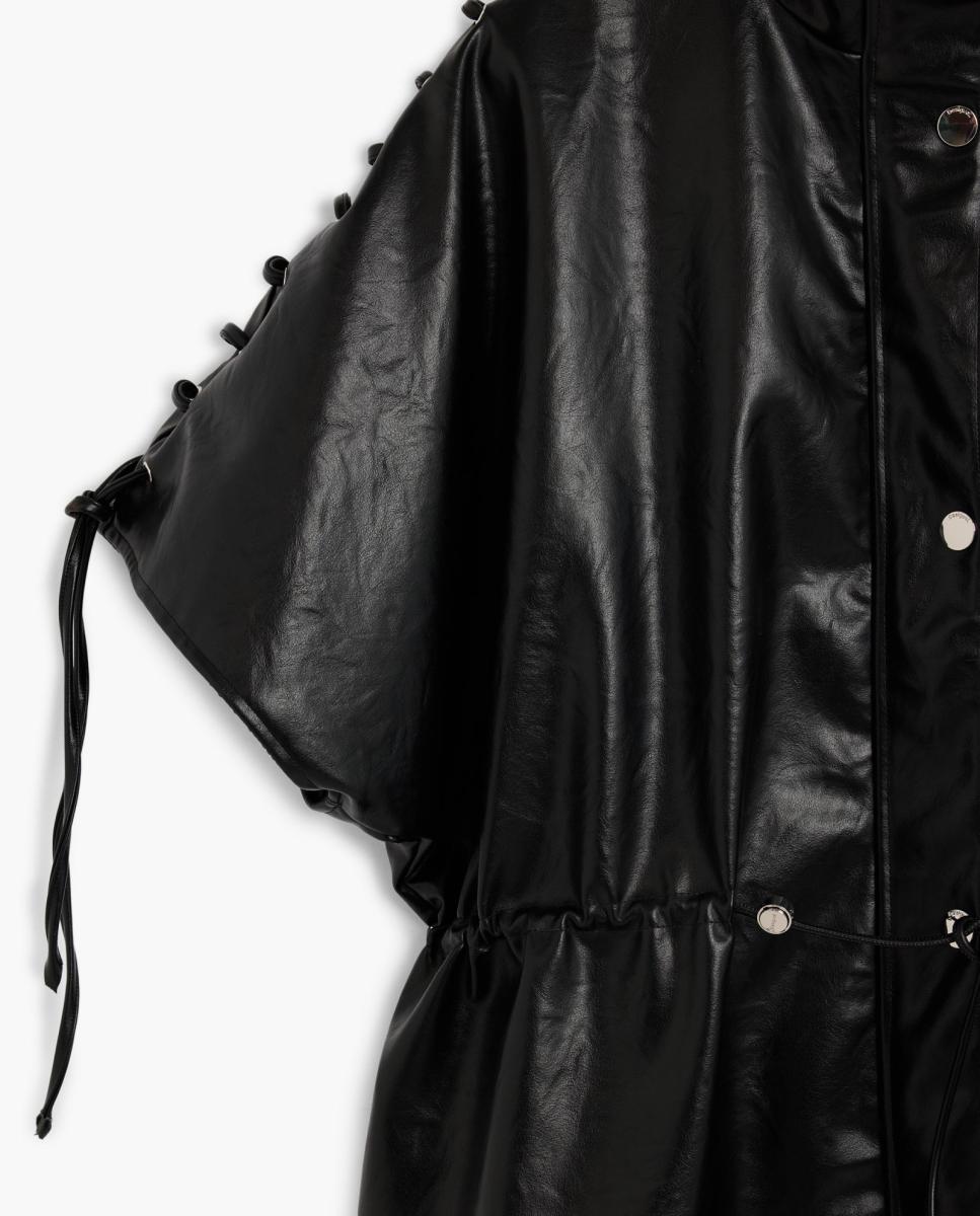 Poncho com Efeito de Pele Preto-3