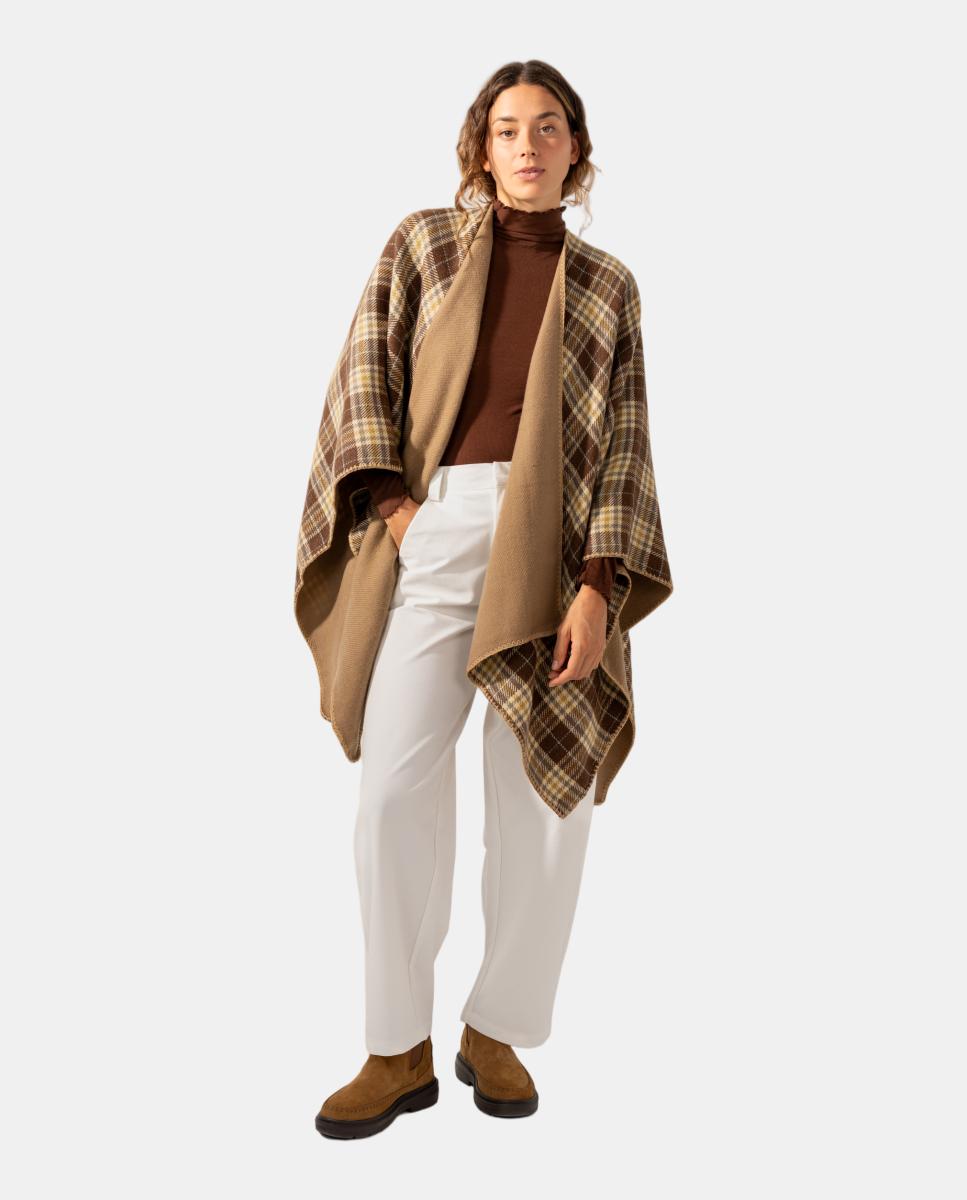 Poncho Reversível Bege-3