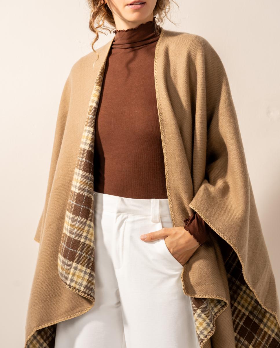Poncho Reversível Bege-5