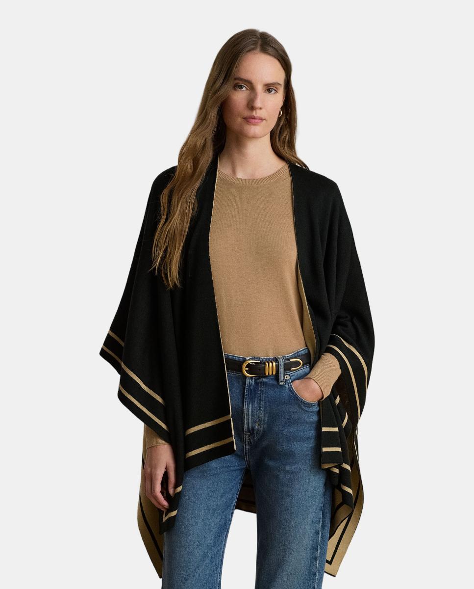 Poncho reversible bitonal de mujer - Lauren Ralph Lauren - Negro Negro-1