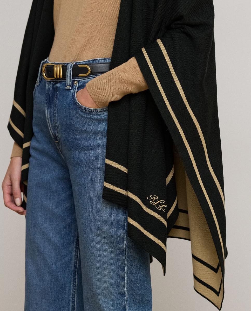 Poncho reversible bitonal de mujer - Lauren Ralph Lauren - Negro Negro-4