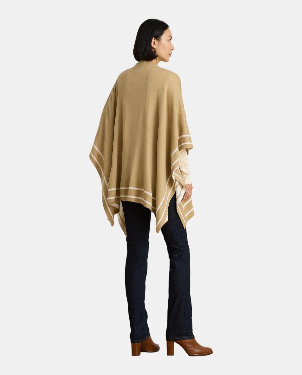 Poncho Reversível Bicolor Castanho Suave-3