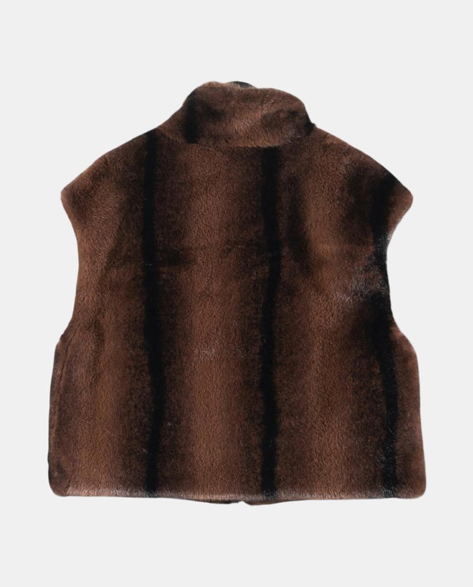 Chaleco de pelo sintético de corte recto con efecto degradado - Kbas - Marrón Marrón-3