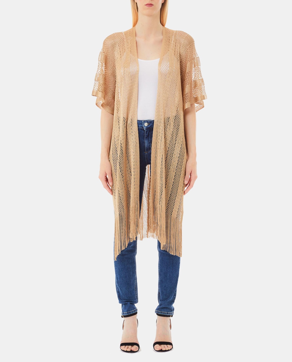 Poncho Red com Fio Metalizado Ouro-1