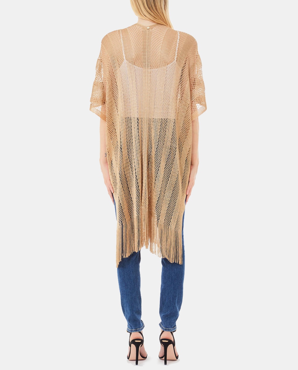 Poncho Red com Fio Metalizado Ouro-2